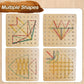 Wooden Geoboard with Rubber Bands Graphical Math Pattern Blocks Geo Board - Montessori Educational Toy for Kids with Pattern Cards and Rubber Bands