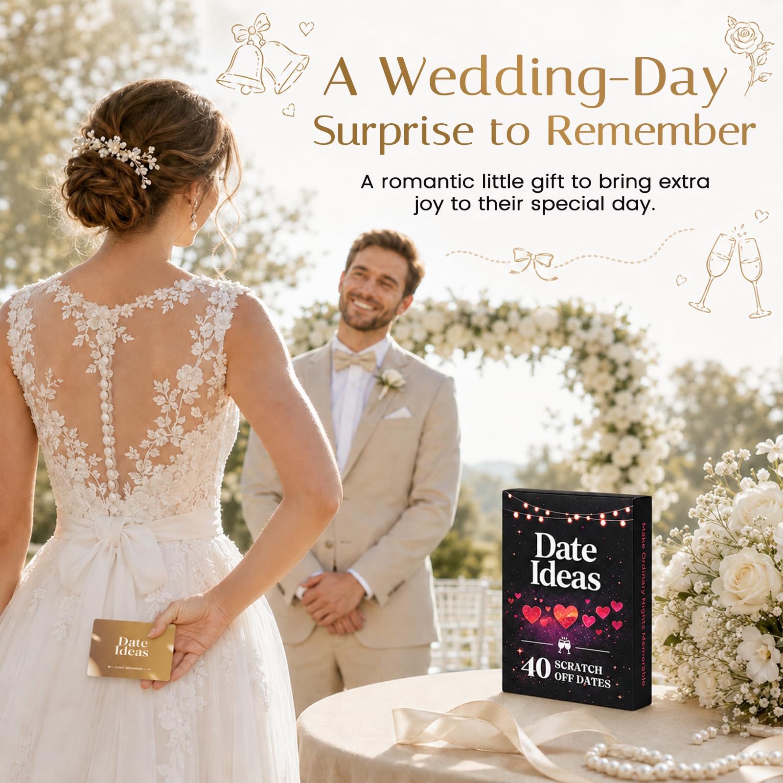 Hesuuho Newlywed Gifts for Couples, 40 Scratch Off Date Night Cards, Romantic Date Ideas for Bride and Groom, Wedding Gift, Engagement Gift, Bridal