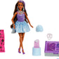 Barbie Party Unboxed Doll & Accessories, Glam Party Series with 10 Surprises Including Color-Change, Purple Sparkle Doll
