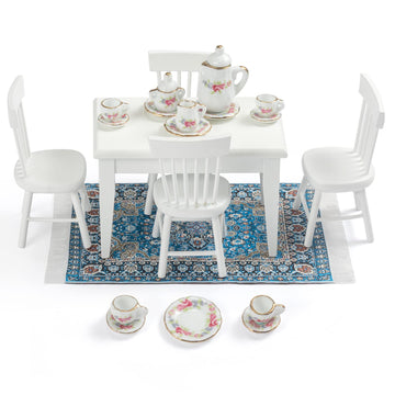 SAMCAMI Miniature Dollhouse Furniture 1 12 Scale - Doll House Furniture Toys for Dollhouse Kitchen - Wooden Dollhouse Furniture Set Incl Dining Table