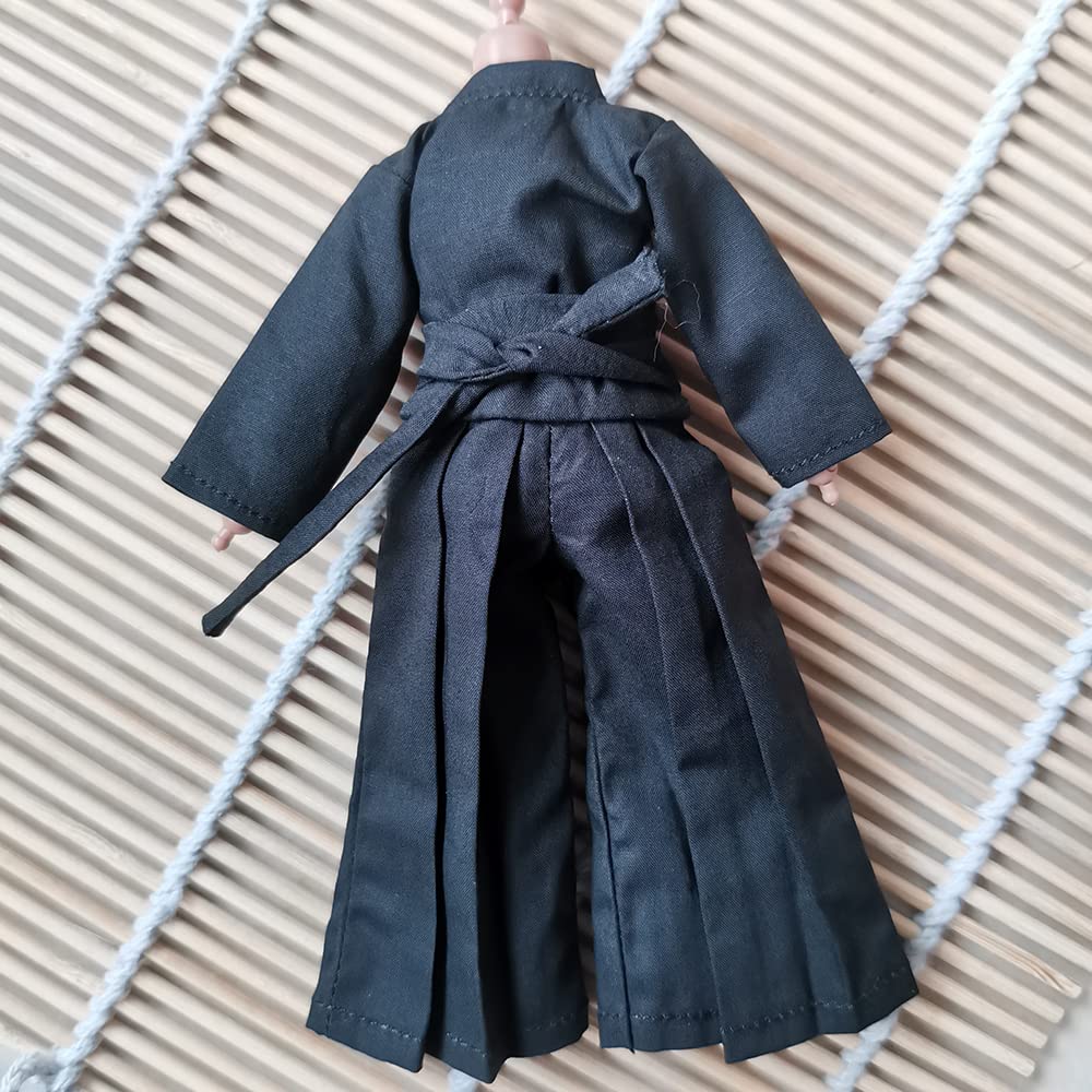 1/12 Samurai Kimono Clothes for 6" 6 inches 1:12 Action Figure Doll Clothes (Black top&Trousers)
