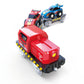 Hape Race Car Transporter | Six-Piece Wooden Toy Train Car Transport Set for Kids