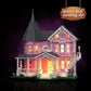 Pink Palace House Building Set with Lights, Halloween Haunted House Blocks Toy, Halloween House Kit for Kids Adults, Compatible with Lego, Christmas