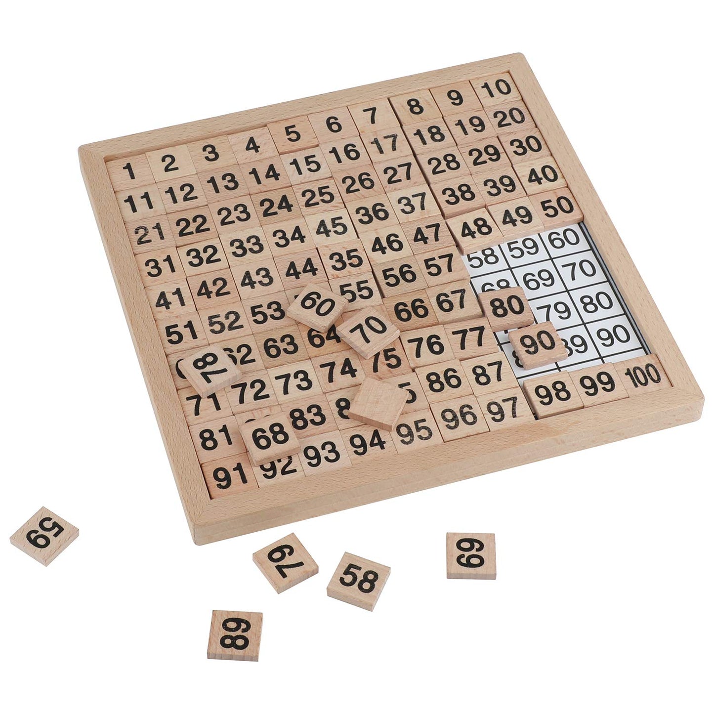 Fubeasi Montessori Game Wooden Hundred Board Number Chart Number Grid Educational Game for Kids
