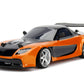 Jada Toys Fast & Furious Han’s Mazda RX-7 Drift RC Car, 1: 10 Scale 2.4Ghz Remote Control Orange & Black, Ready to Run, USB Charging (Standard)