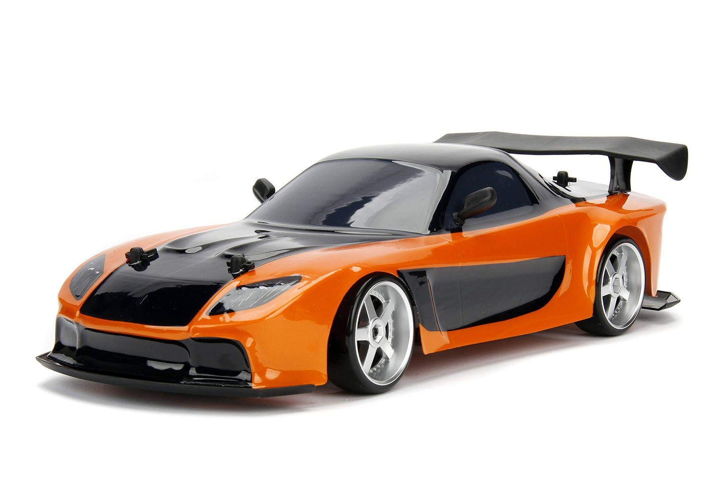 Jada Toys Fast & Furious Han’s Mazda RX-7 Drift RC Car, 1: 10 Scale 2.4Ghz Remote Control Orange & Black, Ready to Run, USB Charging (Standard)