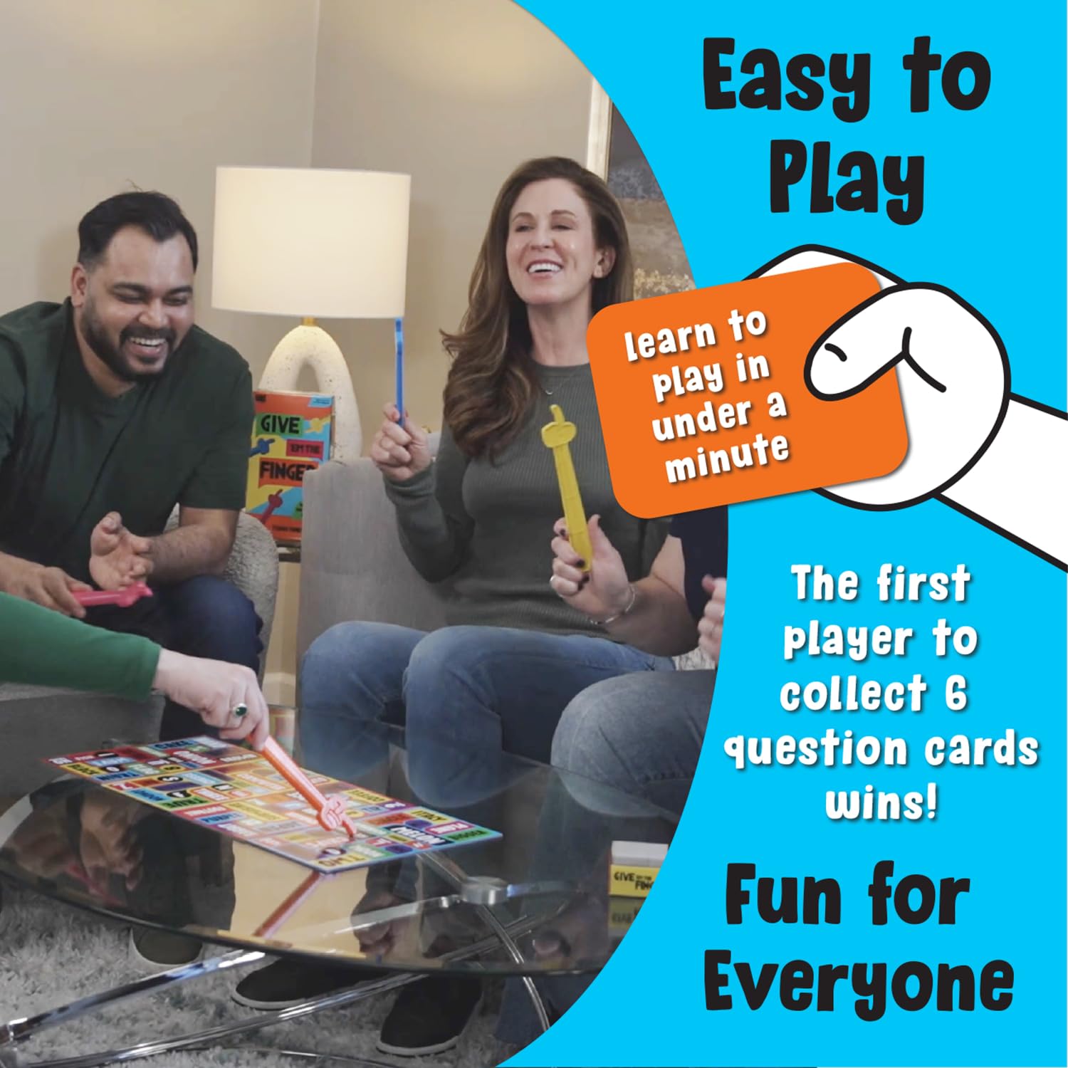 University Games, Give 'em The Finger Game, Action Trivia Game for Families, Think, Find, Point! Who Will Point The Finger First? for 3-6 Players