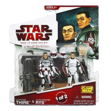 Star Wars 2009 Clone Wars Animated Action Figure 2-Pack Lieutenant Thire and Clone Trooper Rys