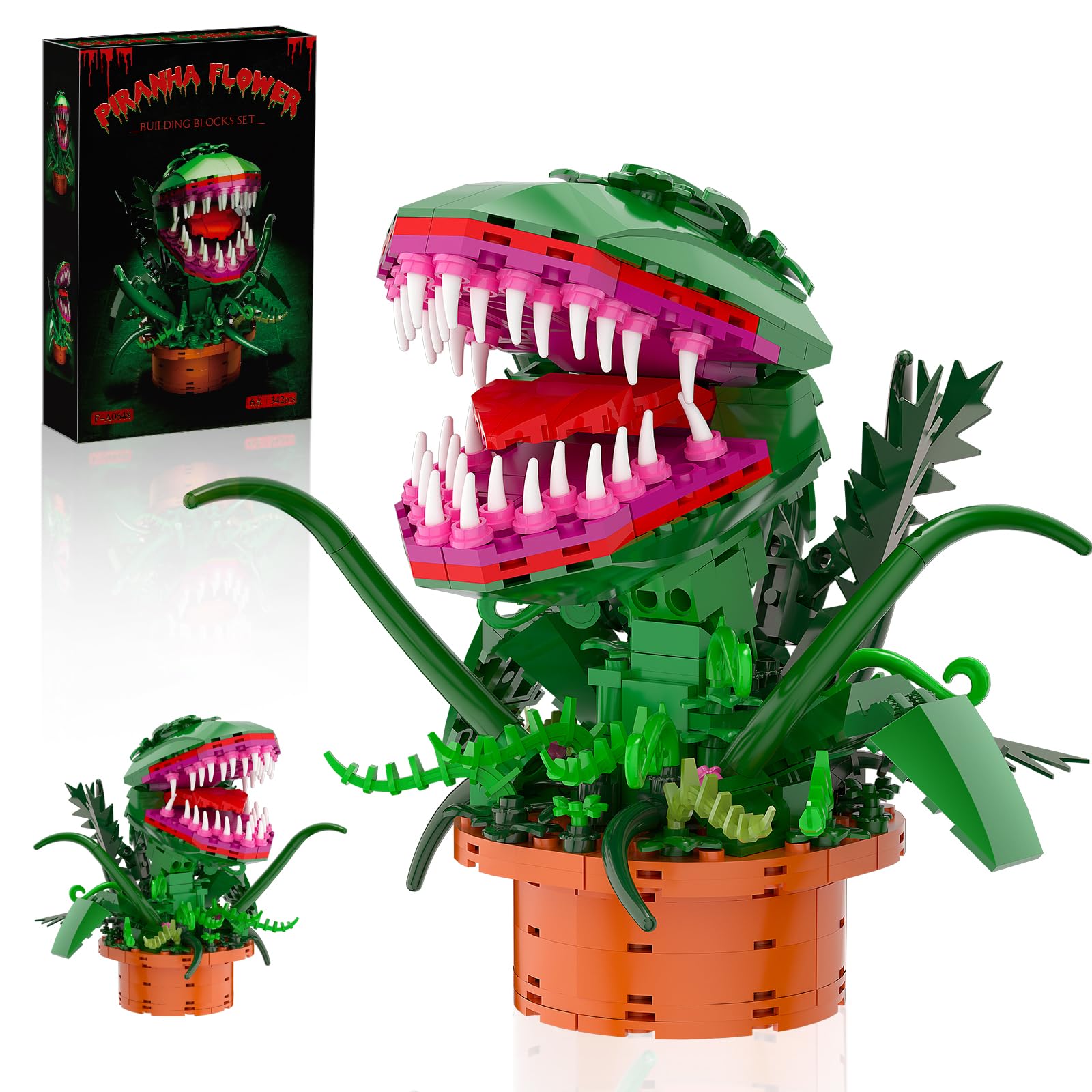 Audrey 2 Cannibal Flower Building Block Set, Little Shop of Horrors Piranha Plant with Openable Mouth Toy Collection, Gift Birthday, Christmas