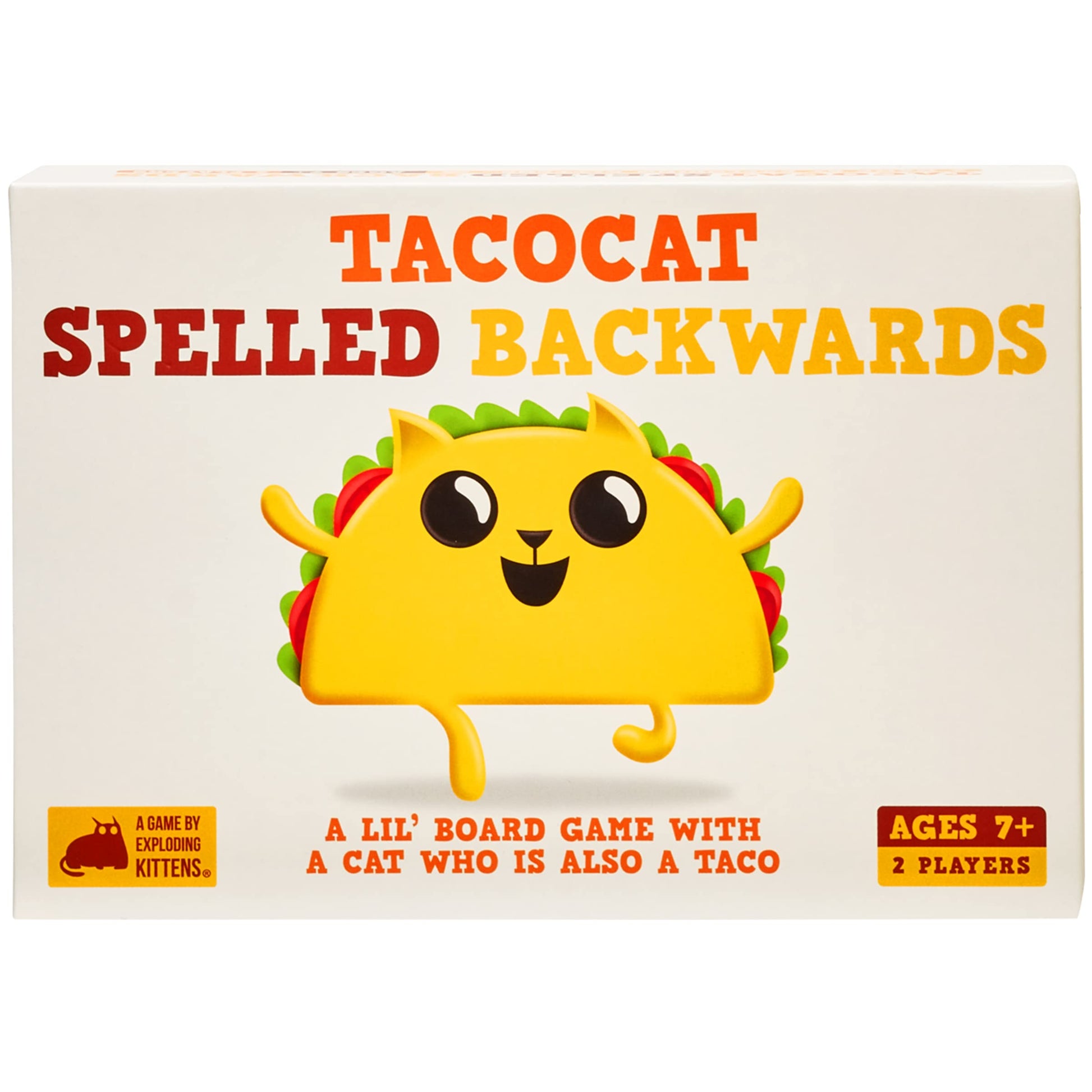 Exploding Kittens Tacocat Spelled Backwards 2 Players - Ages 7+ - 15 Minutes to Play - Clever Family Board Game - Couples Game, Family Game Night, Kid