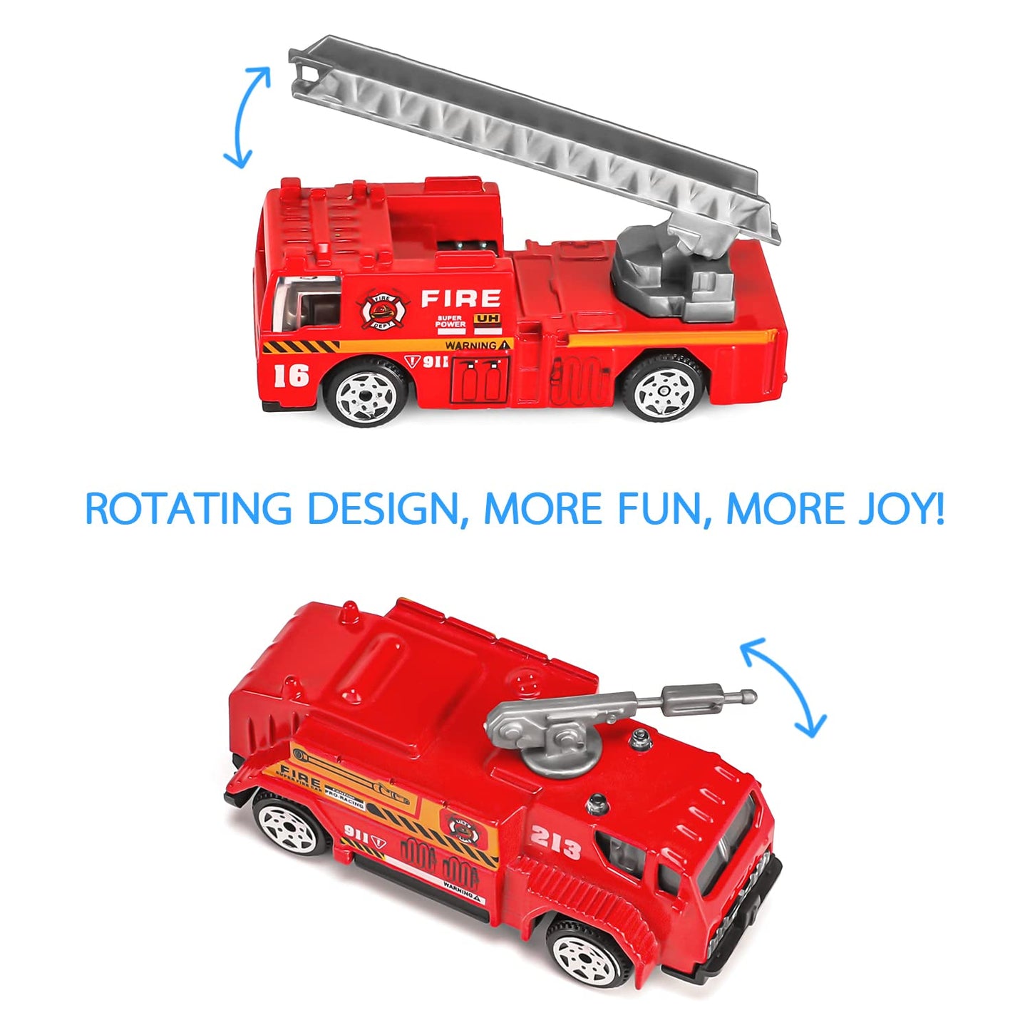 14 Pcs Fire Truck with Firefighter Toy Set, Mini Die-cast Fire Engine Car, Mini Rescue Emergency Vehicle Playset for Kid Boy Girl Birthday Christmas