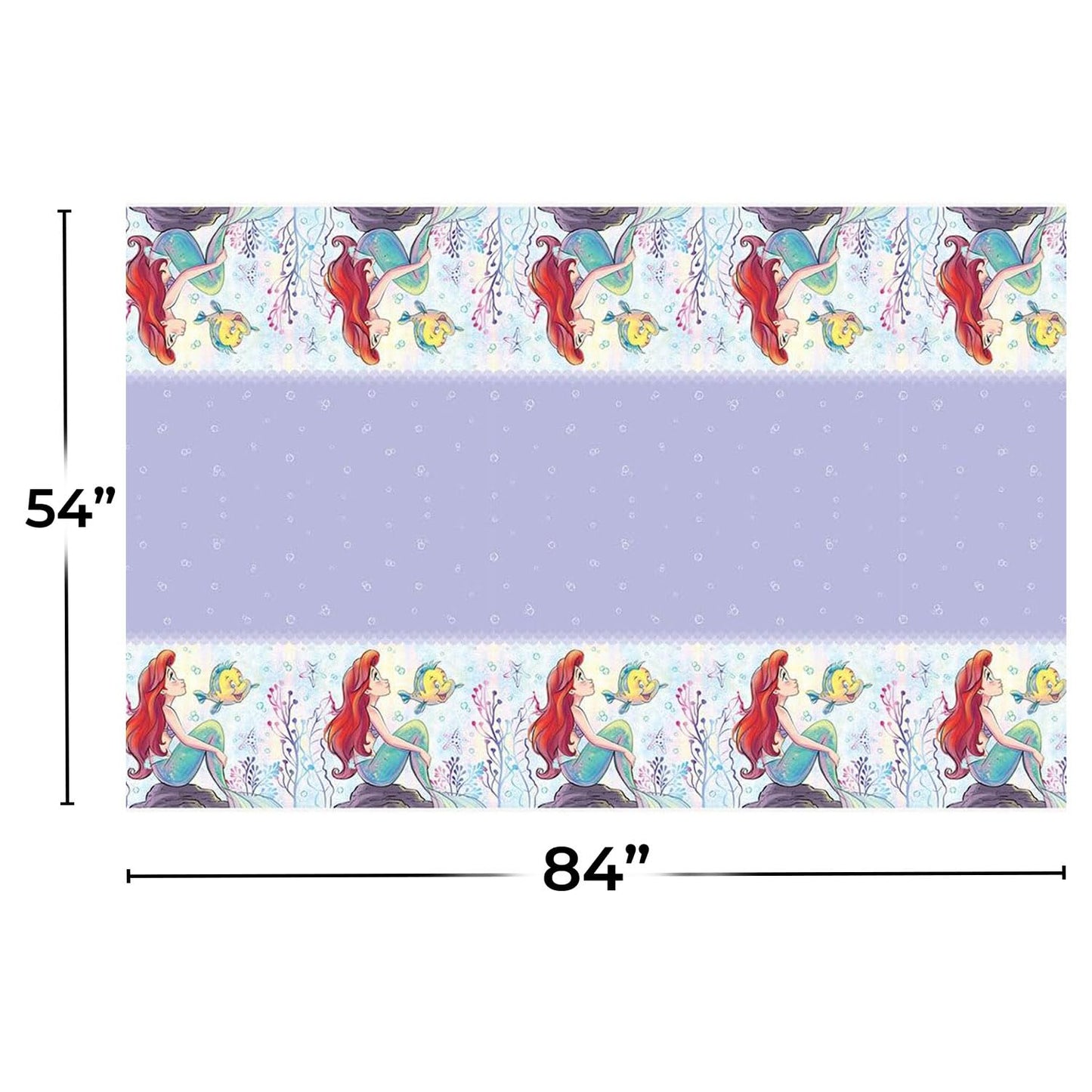 Disney The Little Mermaid Rectangular Plastic Table Cover - 54" x 84", 1 Pc
