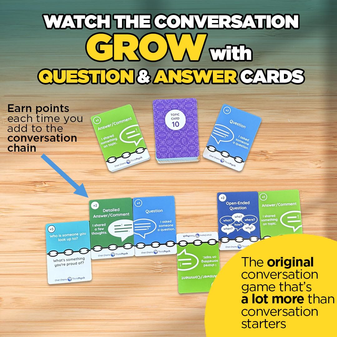 ThinkPsych Chat Chains - The Game that Connects Us | Social Skills Games | Therapy Games for Teens and Kids | Ages 8-99 | Therapy Conversation Cards |