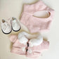 Compatible with Labubu - Fits 38cm Art Elegant Wool Blend Winter Outfit Set-Includes Fur-Trimmed Coat, 6-Panel Beret & Lace-Up Boots (Blush Pink)