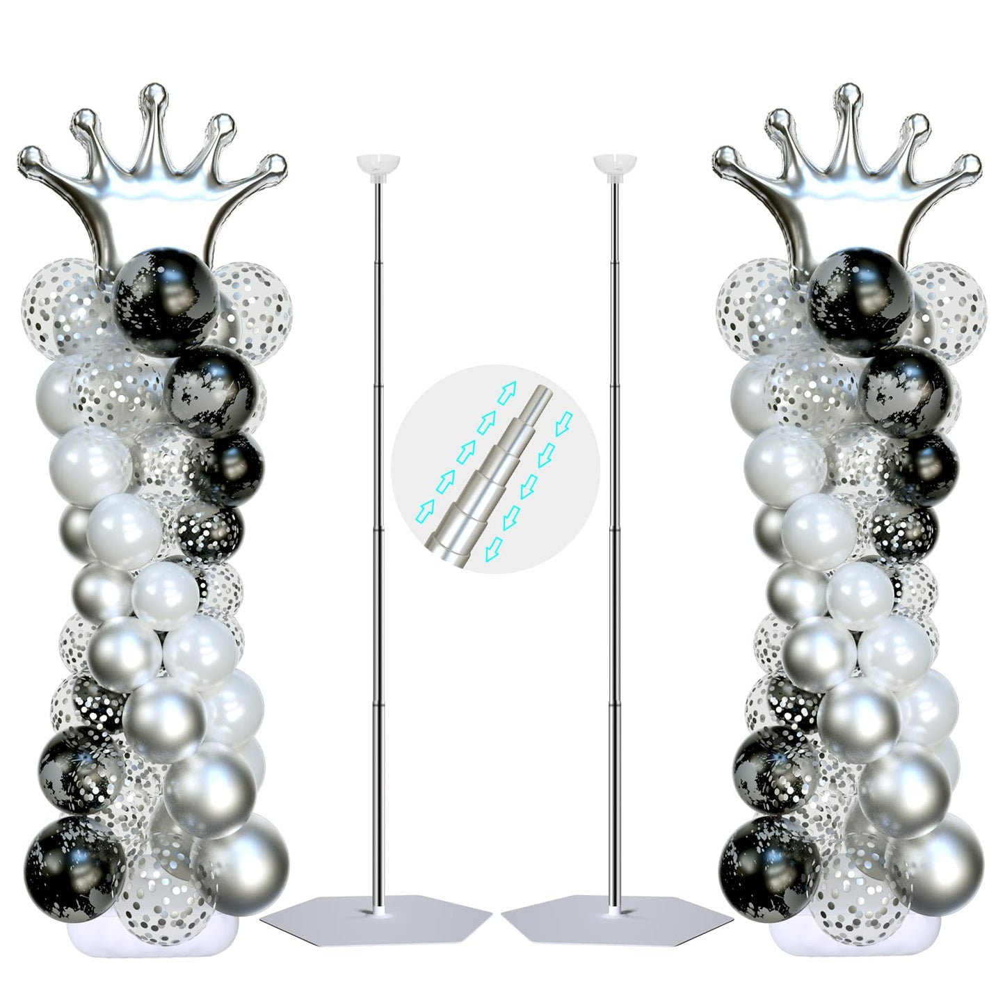 SINBEE Balloon Arch Stand, Balloon Arch Kit of 2, 7 Feet Height Adjustable Metal Balloon Column Stand for Party Decorations Wedding Birthday