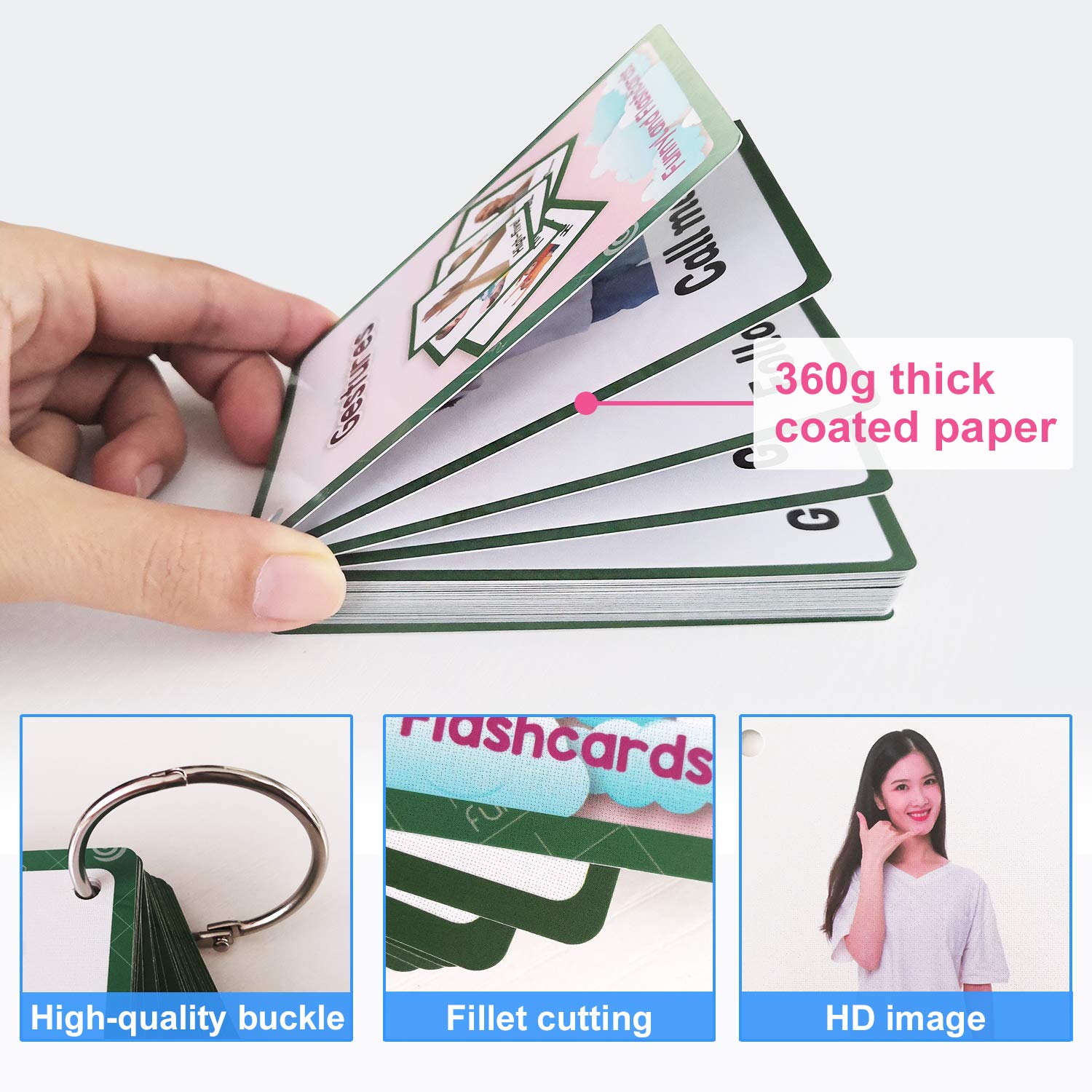 Zwttey 26PCS/Set Gestures Kids Gifts English Flash Cards Pocket Card Educational Learning Baby Toys for Children Pre-Kindergarten
