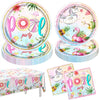 Pool Birthday Party Supplies - 61Pcs Pool Plate and Napkin Tablecloth Summer Pool Flamingo Theme Table Decoration for Summer Birthday,Beach Party