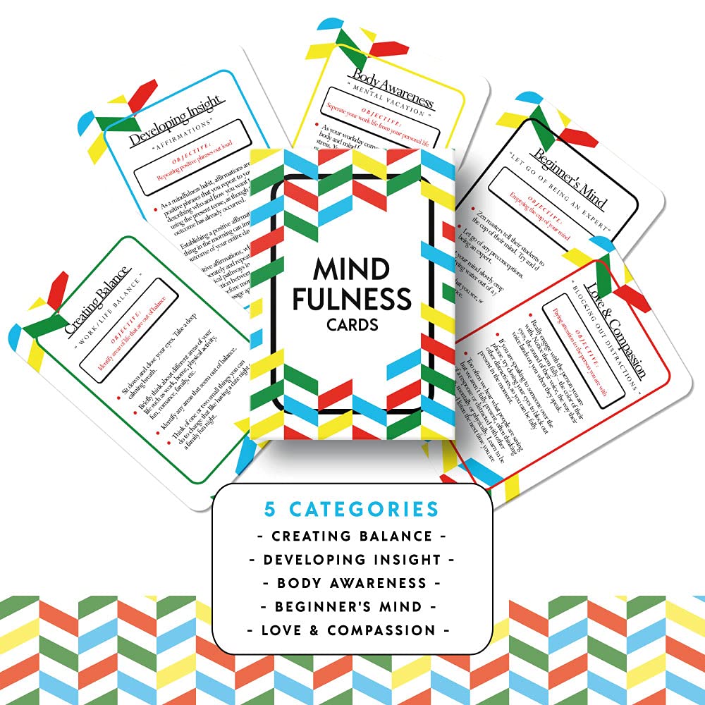 Allura & Arcia 52 Mindfulness Cards - Stress Less, Mindful Meditation, Gratitude, Kindness, Self Care & Relaxation