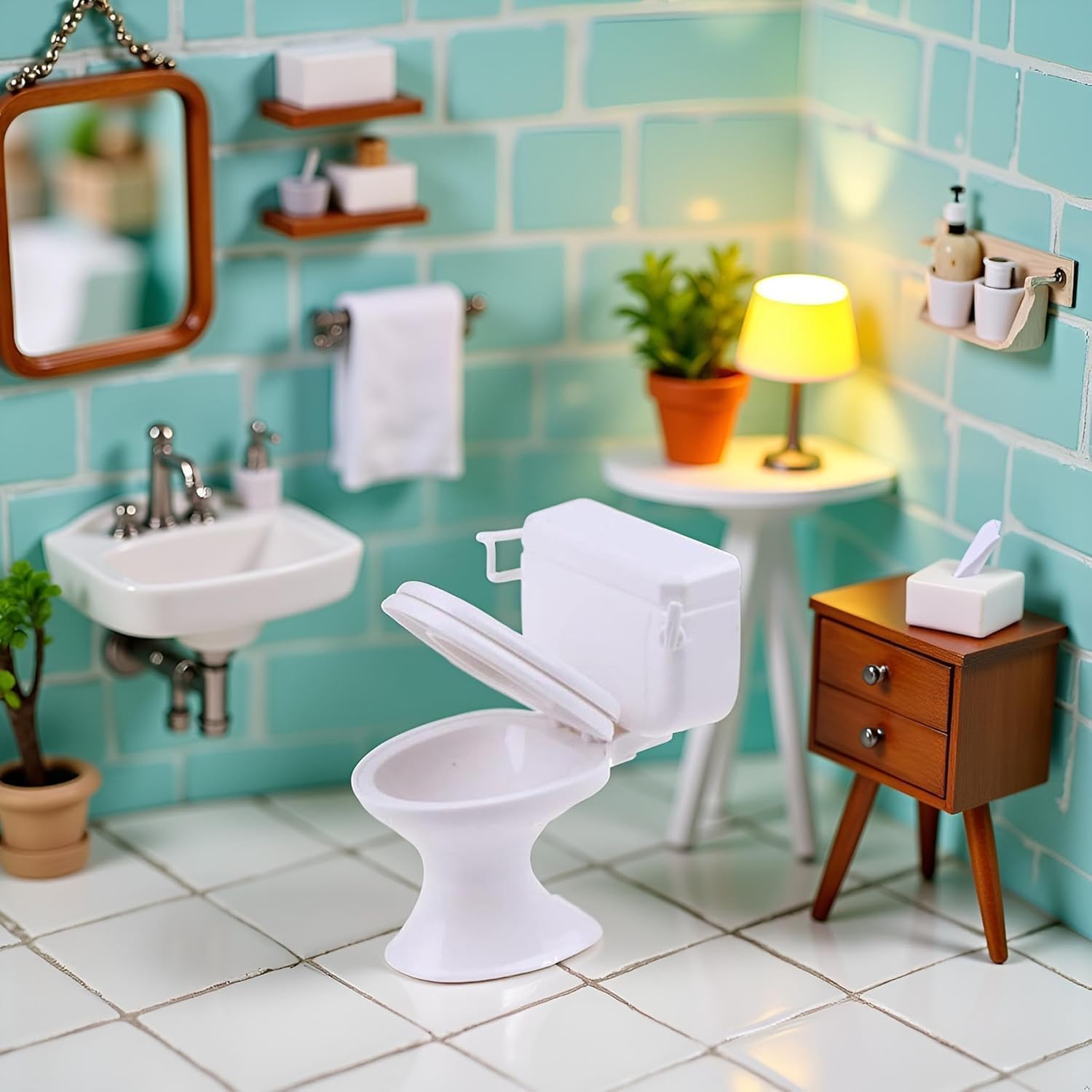 2 Pcs White Plastic Decoration 1:12 House Toilet House Bathroom Furniture Mini Toilet Cake Decoration for House Accessories Dollhouse Décor