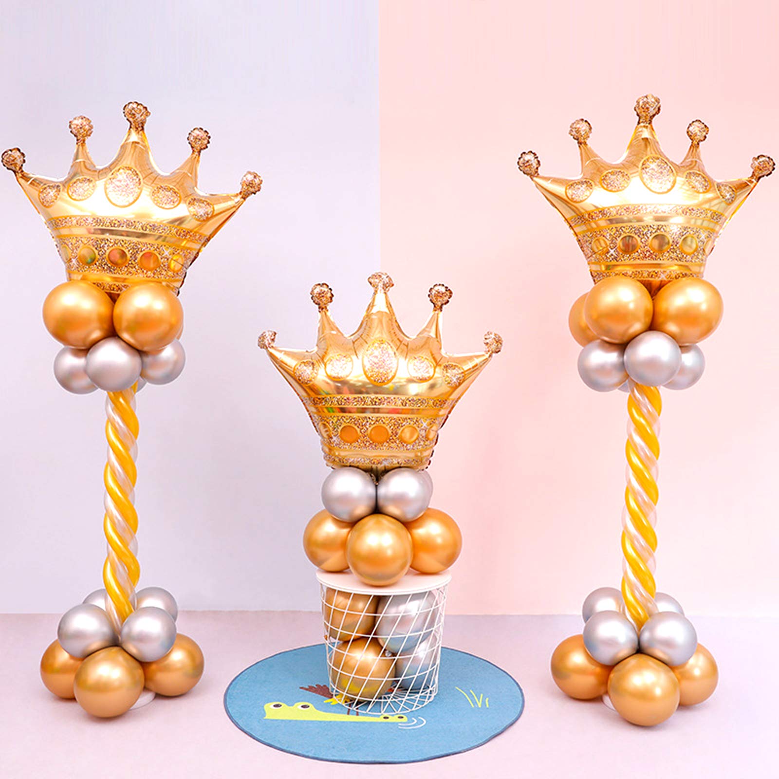 MYUBWTF 6 Pieces 40 inch Large Gold Crown Balloons, Giant Foil Cap Balloon, Aluminum Foil Helium Balloons for Birthday Wedding Party Decorations