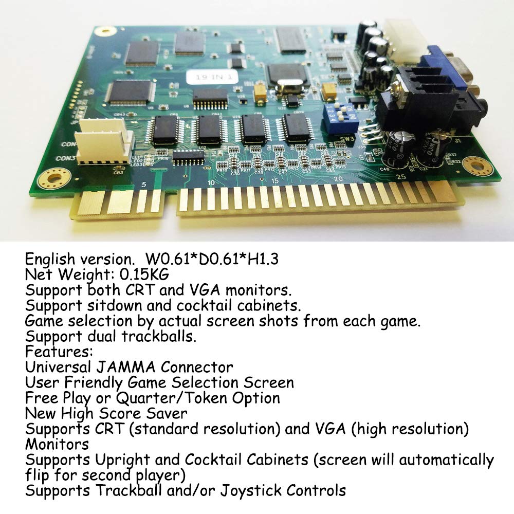 KOOBOOK 1Pcs Multi Classic 19 in 1 Multicade Arcade Multigame Jamma PCB Board Multiple Arcade Games Video Board