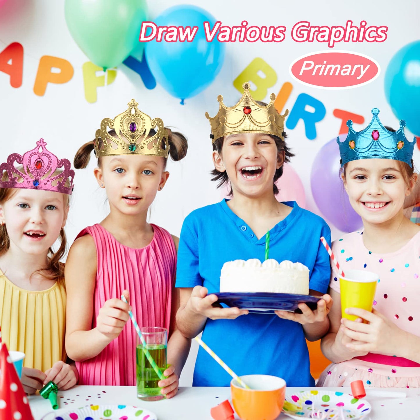 Catcan 23 PCS Foam Crowns Set, 16 PCS Princess Crowns & Sticker