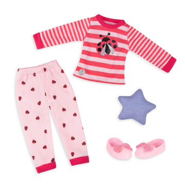 Glitter Girls - 14-Inch Doll Clothes - Ladybug Shimmer Pajama Top & Pant Regular Outfit - 3+ Years