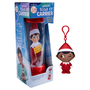 The Elf on the Shelf Travel Set: Scout Elf Carrier and Plushee Pal Mini Clip-On (Boy Dark)