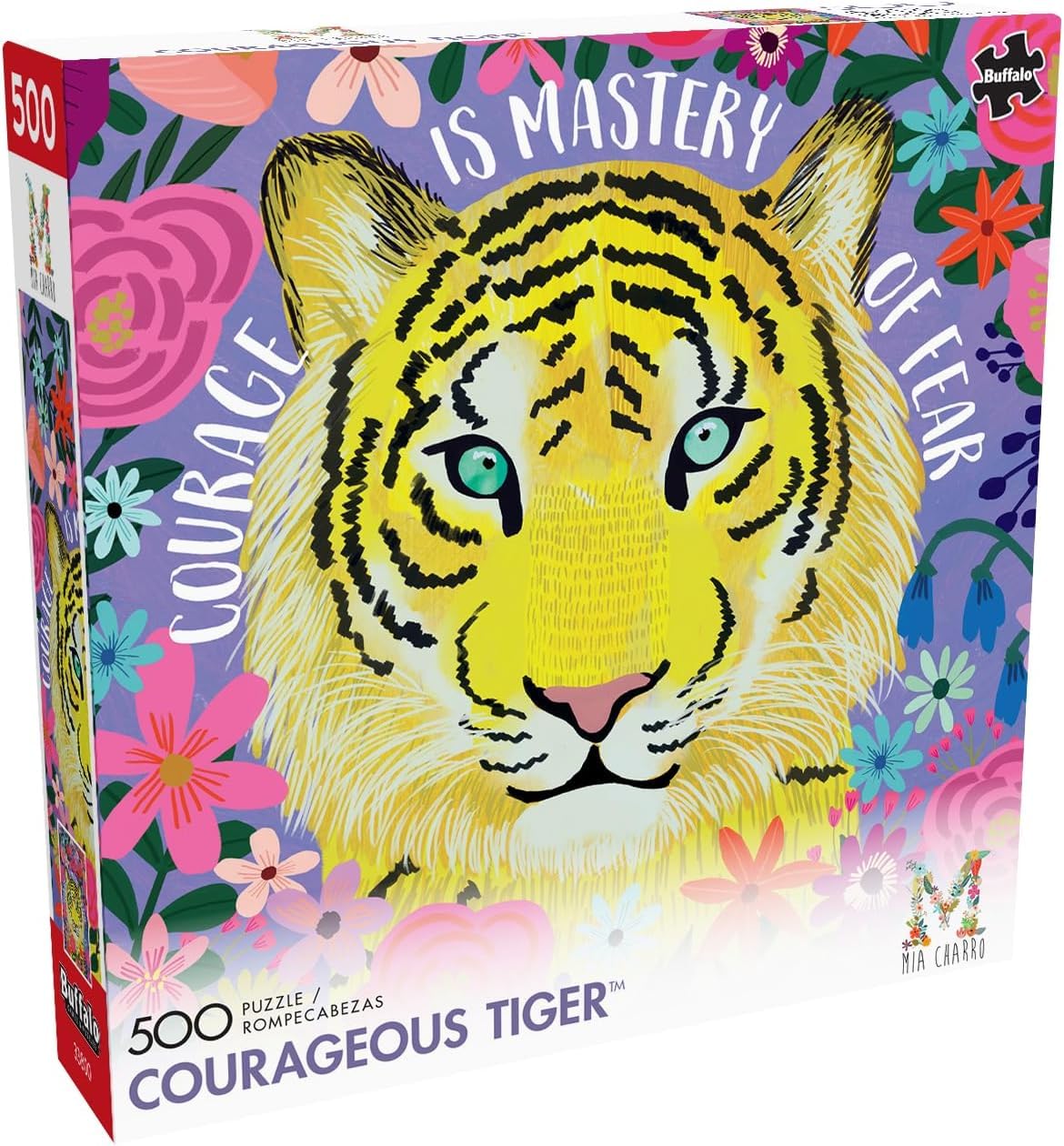 Buffalo Games - Mia Charro - Courageous Tiger - 500 Piece Jigsaw Puzzle for Adults -Challenging Puzzle Perfect for Game Nights - Finished Size is