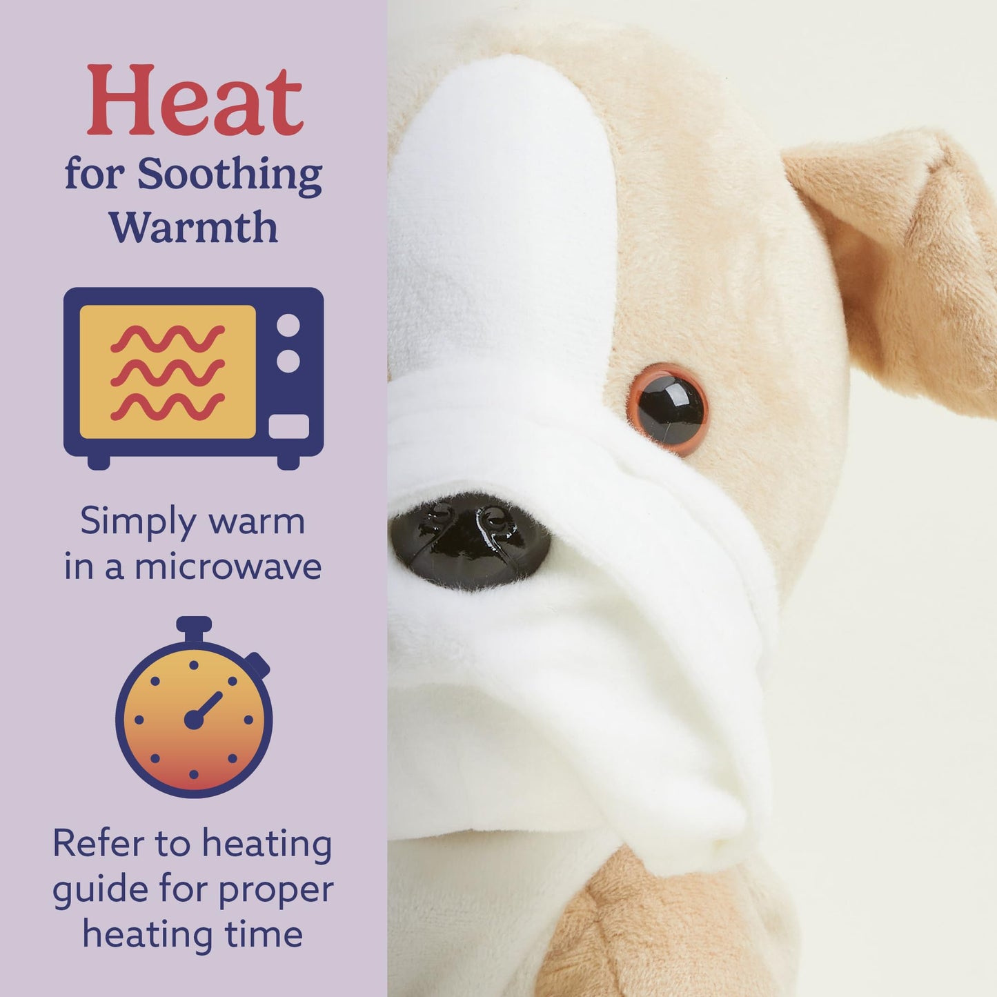 warmies Microwavable & Weighted Stuffed Animal, Bull Dog - Heating Pad Plushie - Weighted Plush Stress Relief Toy - Cute Stuffed Animals Gift -