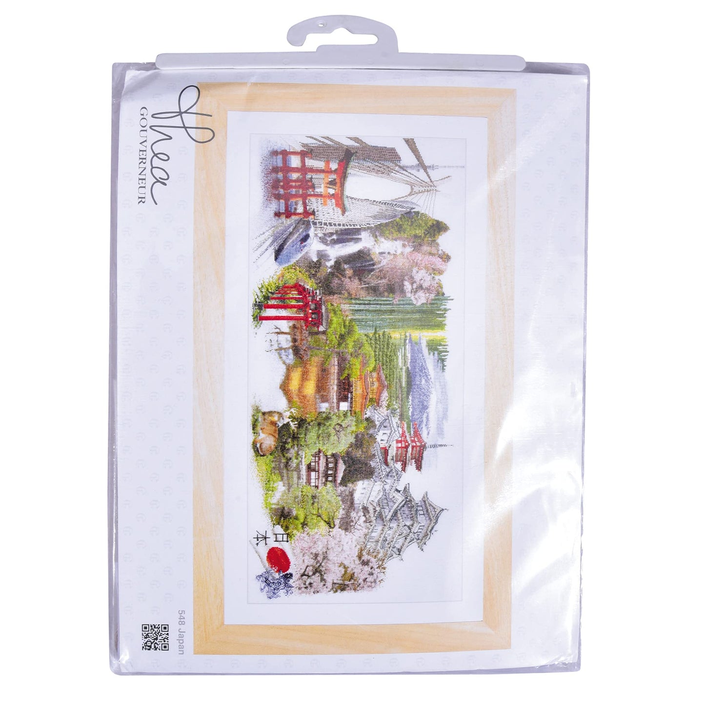 Thea Gouverneur - Counted Cross Stitch Kit - Japan - Aida - 18 Count - Embroidery Kit for Adults - DMC Embroidery Threads and Other Cross Stitch
