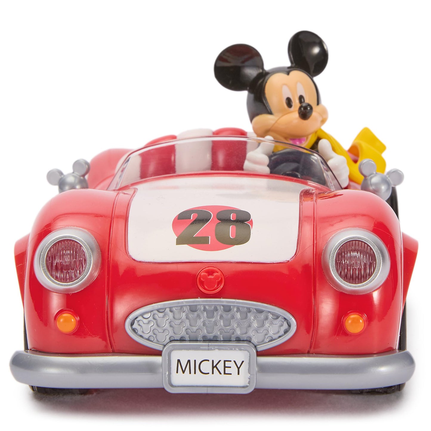 Disney Store Official Mickey Mouse's Vintage Remote Control Car for Kids - Glossy Red Convertible Roadster with Lights & Sounds, Fun RC Car - Mickey