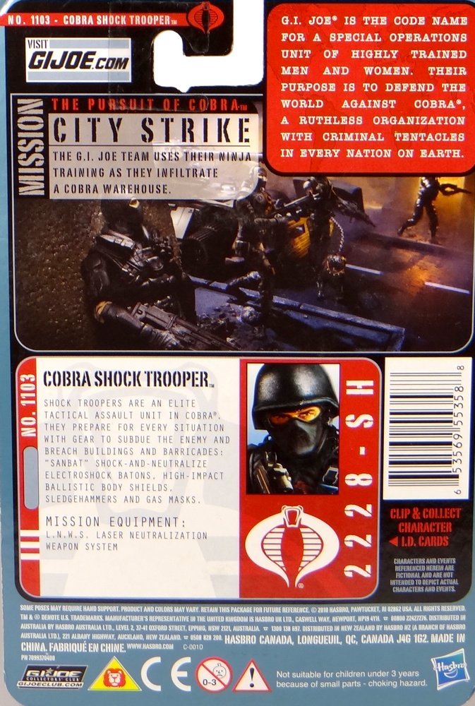 G.I. Joe The Pursuit Of Cobra - Cobra Shock Trooper Elite Combat 3-3/4 Inch Scale Action Figure No. 1103