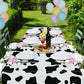 4 Pcs Cow Print Plastic Tablecloth, Farm Animal Themed Parties Tablecovers for Cow Theme Birthday Party Supplies, Black and White