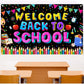 Fomoneyli Welcome Back to School Banner Backdrop, Back to School Decorations for Classroom School, First Day of School Banner Backdrop, Welcome Back
