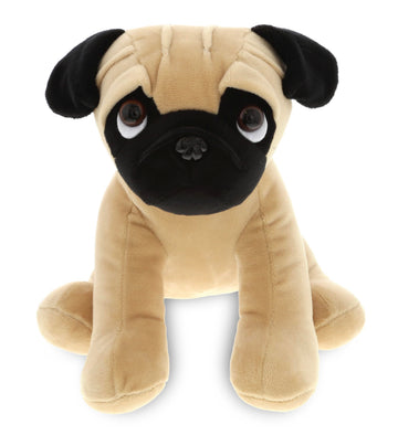 DolliBu Sitting Pug Stuffed Animal Dog Plush Toy, Kids & Adults Huggable Puppy Cuddle Gifts, Cute Stuffed Animals for Toddler & Baby First Teddy Bear