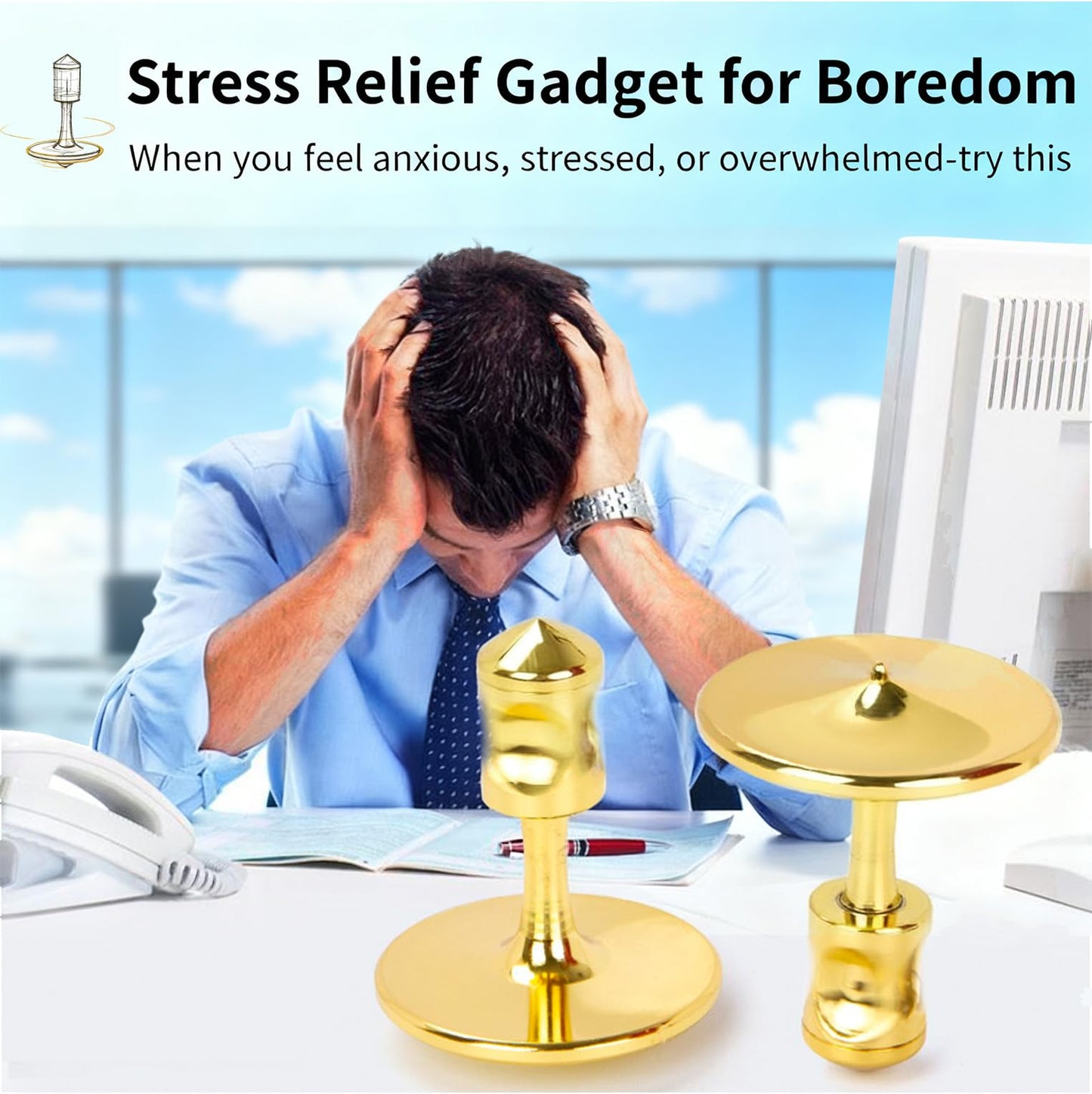 Metal Gyroscope, Champagne Gold, Medium Size