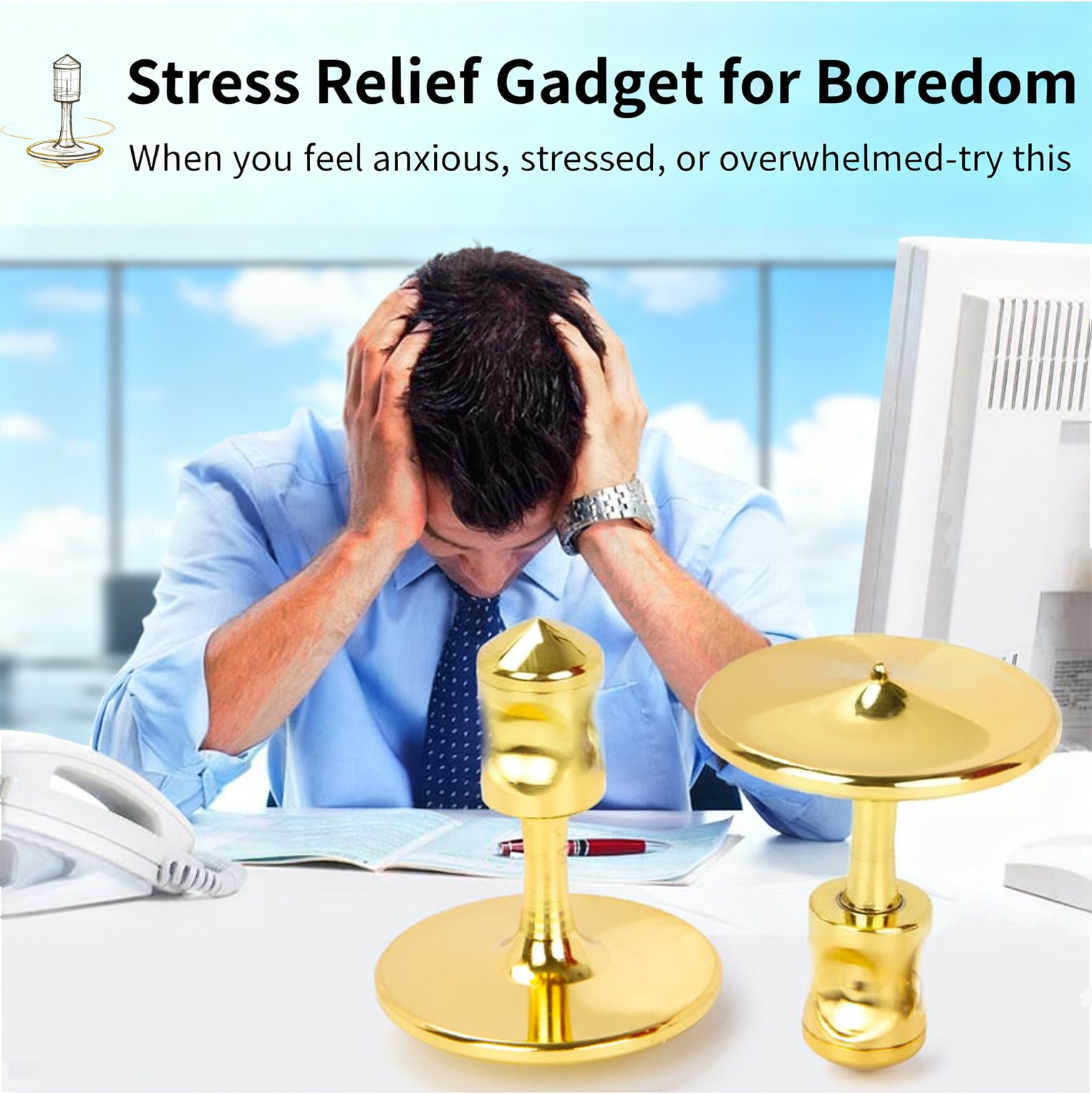 Metal Gyroscope, Champagne Gold, Medium Size