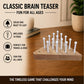 Wooden Peg Game - Solid Oak Triangle Brain Teaser Puzzle with 14 Pegs | Classic Travel Game
