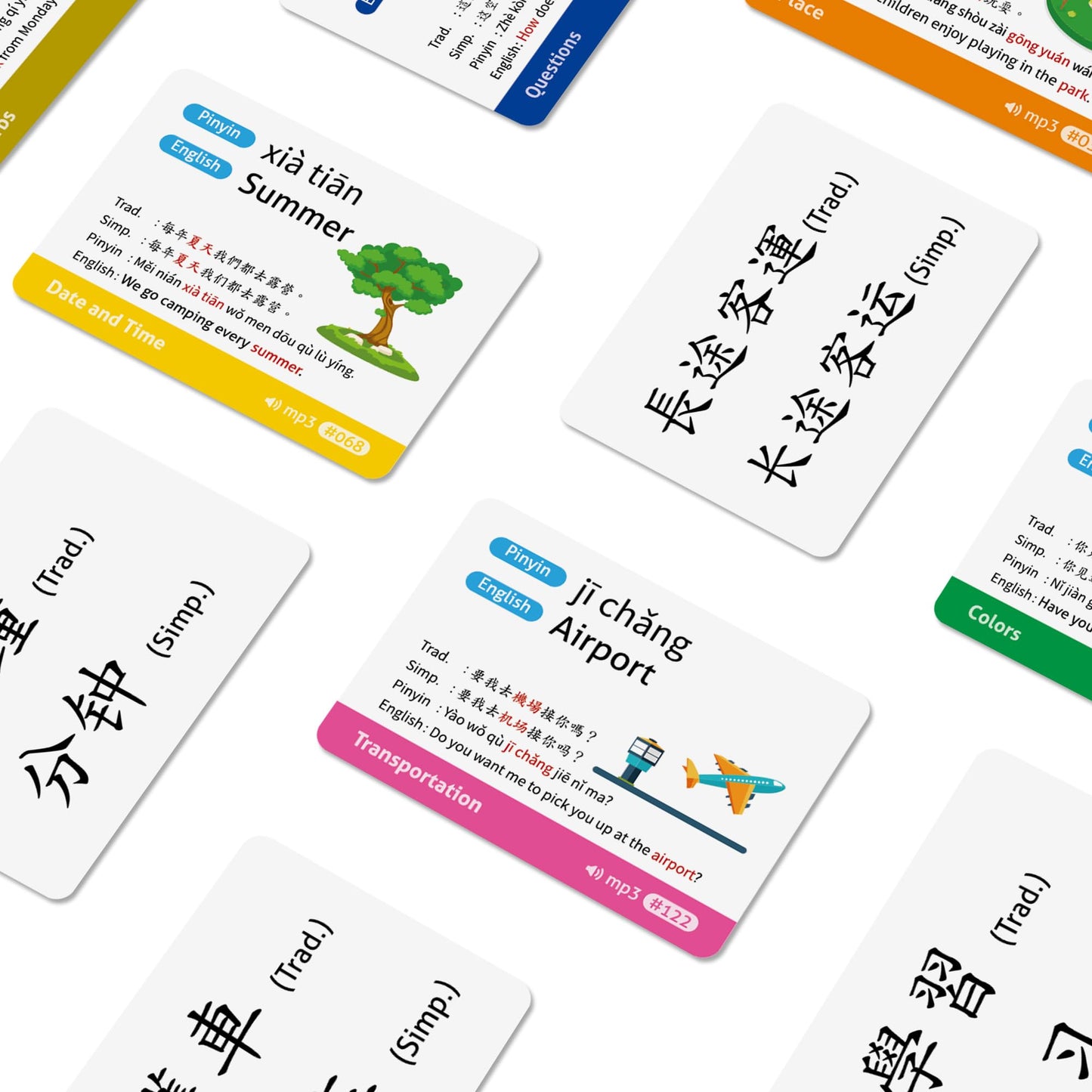 CARDDIA | Chinese Mandarin Vocabulary Flashcards for Beginners | Traditional and Simplified Chinese | Example Sentences and Audio MP3