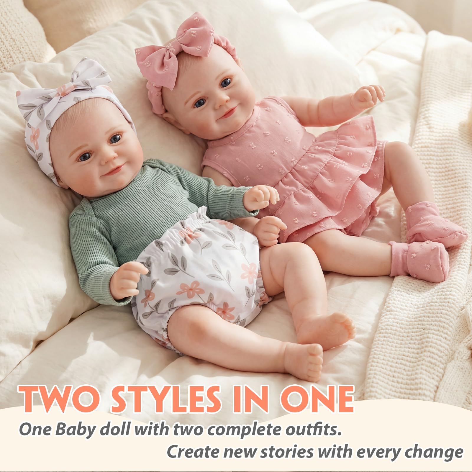 Reborn Baby Dolls with Two Clothing Sets - 20 Inch Realistic Baby Doll boy, Cute Vinyl Body Real Life Baby dolls, Newborn Lifelike Baby Doll with