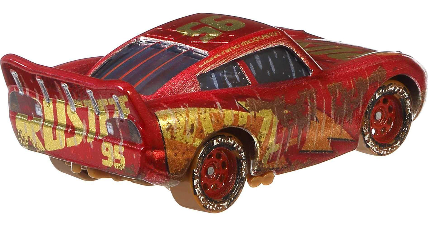 Disney Cars and Pixar Cars Die-Cast Singles Muddy Rusteze Racing Center Lightning McQueen, 1:55 Scale Fan Favorite Character Vehicles, Gift for Kids