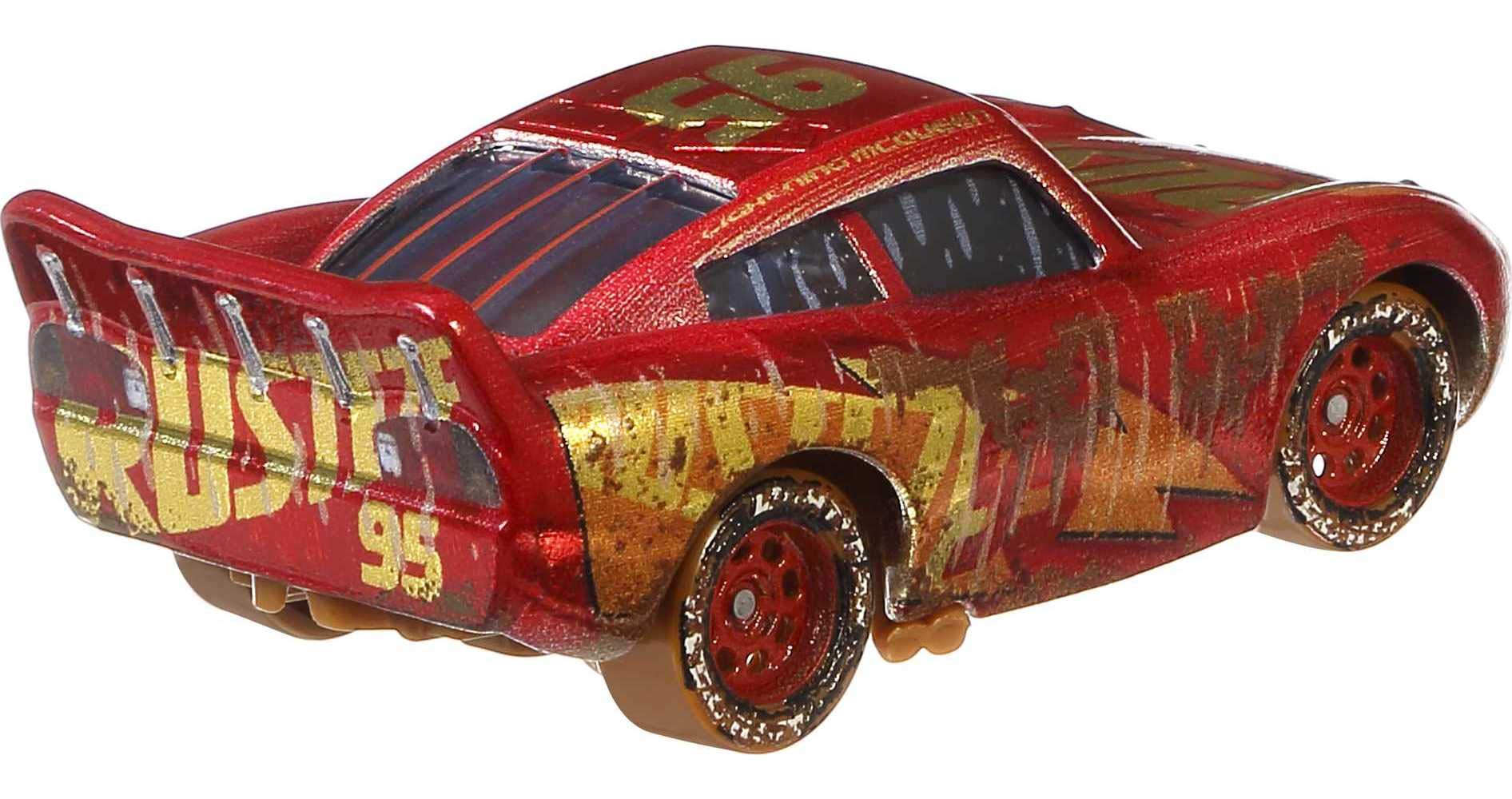 Disney Cars and Pixar Cars Die-Cast Singles Muddy Rusteze Racing Center Lightning McQueen, 1:55 Scale Fan Favorite Character Vehicles, Gift for Kids