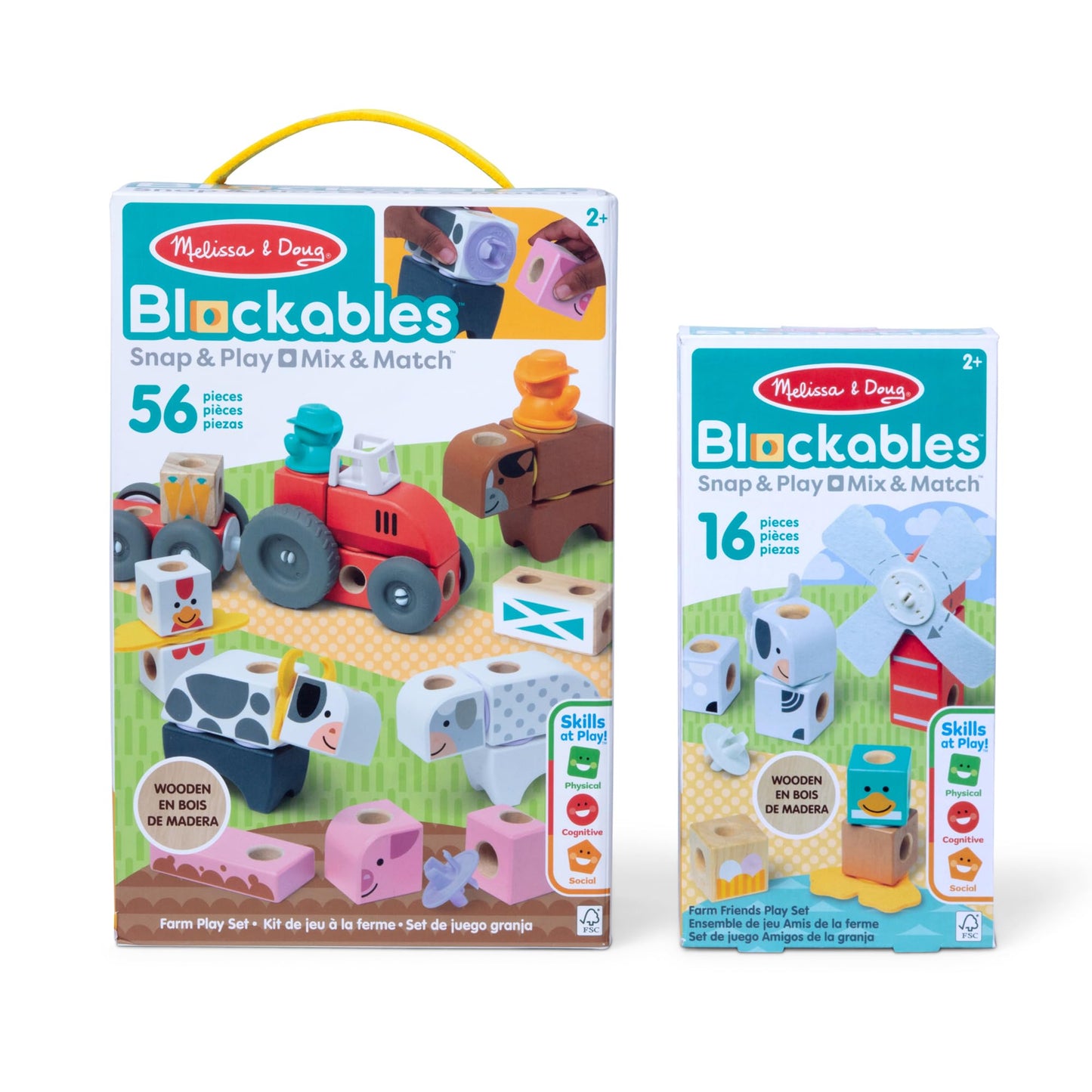 Melissa & Doug Blockables Farm & Farm Friends 2-Pack Bundle Set