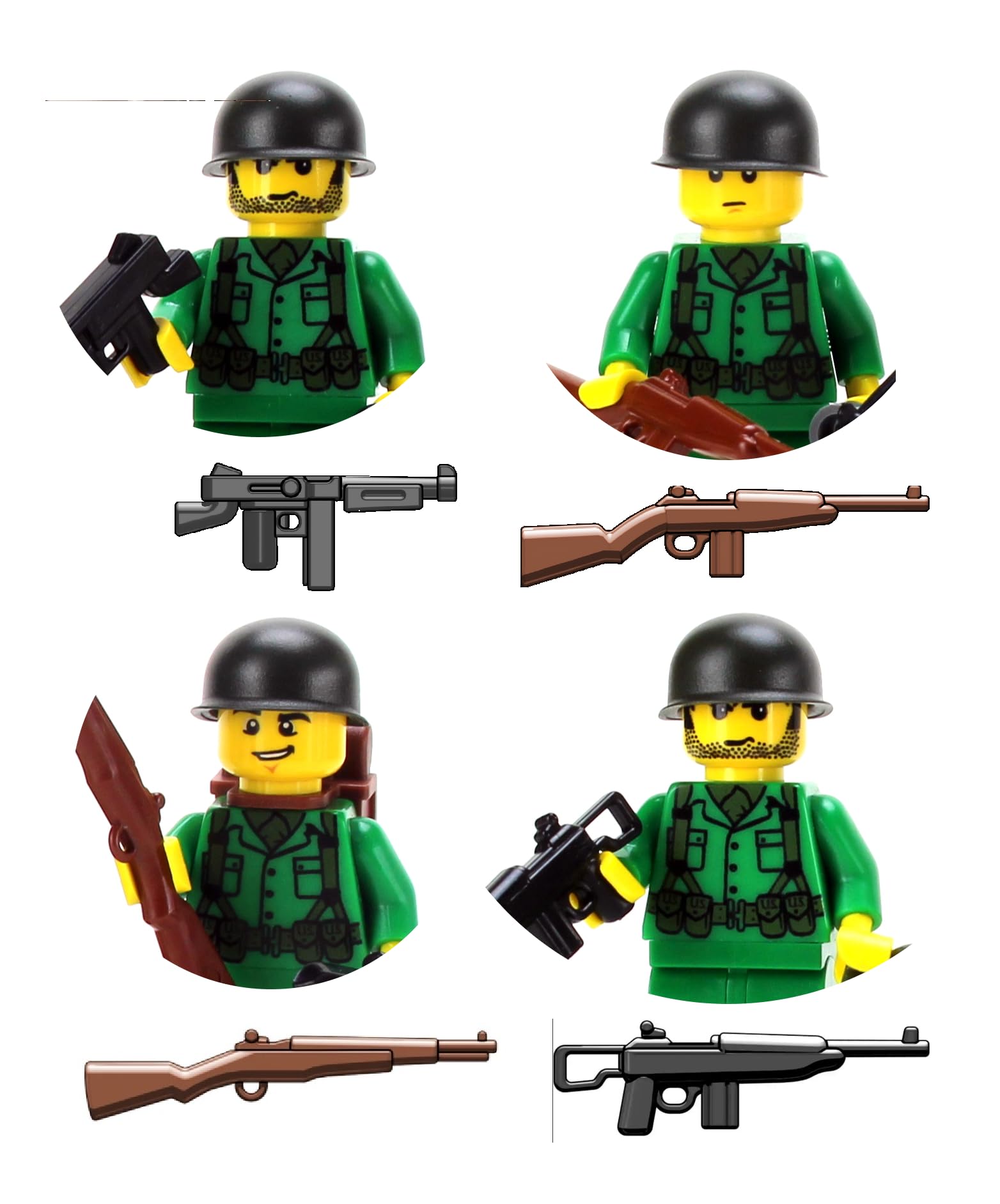 Battle Brick Collectible US Army WW2 Soldiers Complete Squad Custom Collectible Minifigures | Printed in the USA | Genuine Military Minifig | 1.6