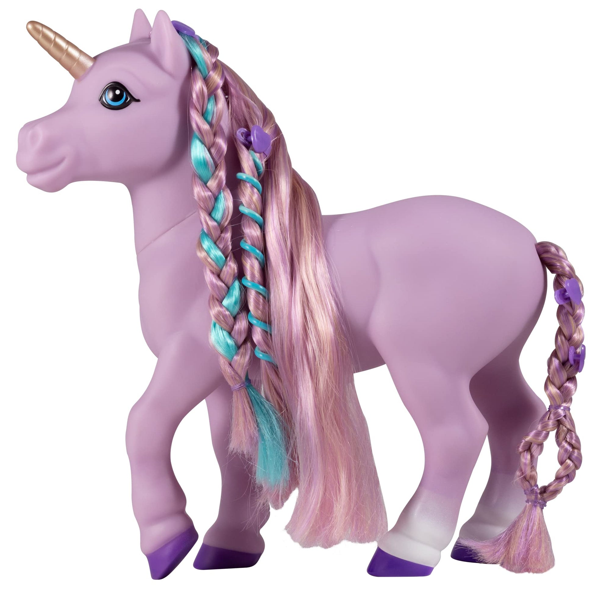 Breyer Horses Mane Beauty Styling Unicorn | Iris | Purple Extra-Long Silky No Tangle Mane | 10" x 3.5" x 10.5" | 7 Accessories, 30 Hair Bands, and 22