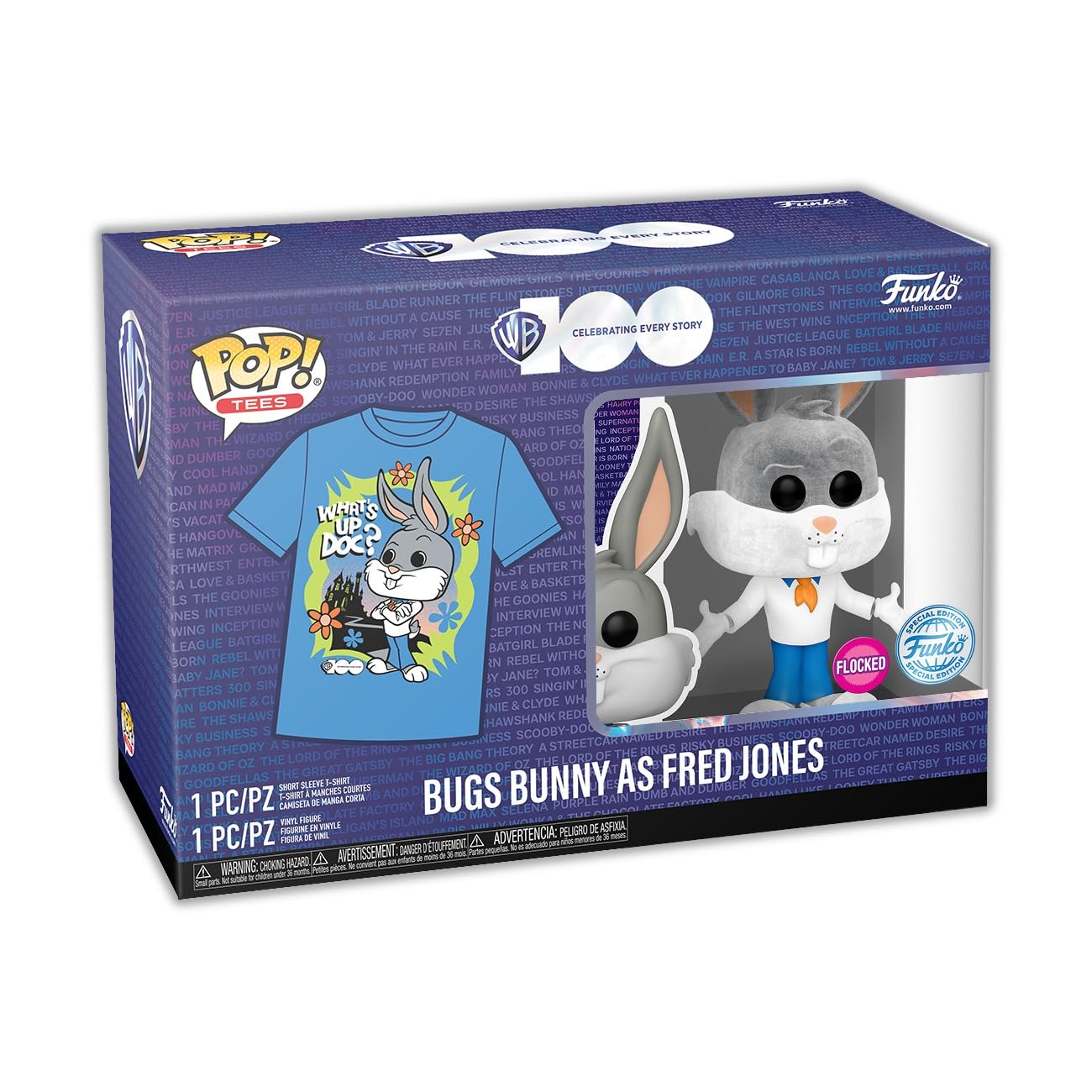 Funko & Tee: WB100 - Bugs Bunny Fred Bunny As Fred - M - Warner Bros/Looney Tunes - T-Shirt - Clothes with Collectable Vinyl Figure - Gift Idea - Toys