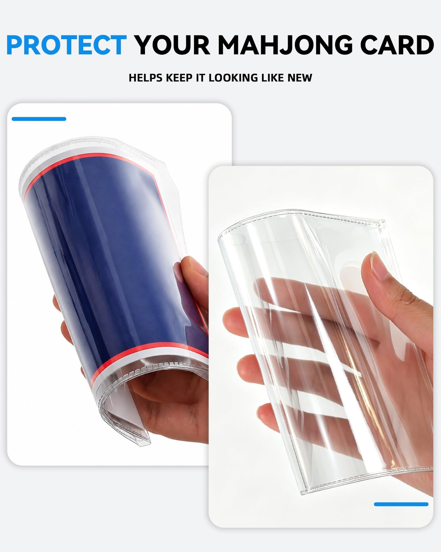 Mahjong Card Sleeve 4PCs, Mahjong Card Holder, Clear Mahjong Card Cover for Large Mahjong Cards, Protective PVC Sleeves, Mahjong Accessories
