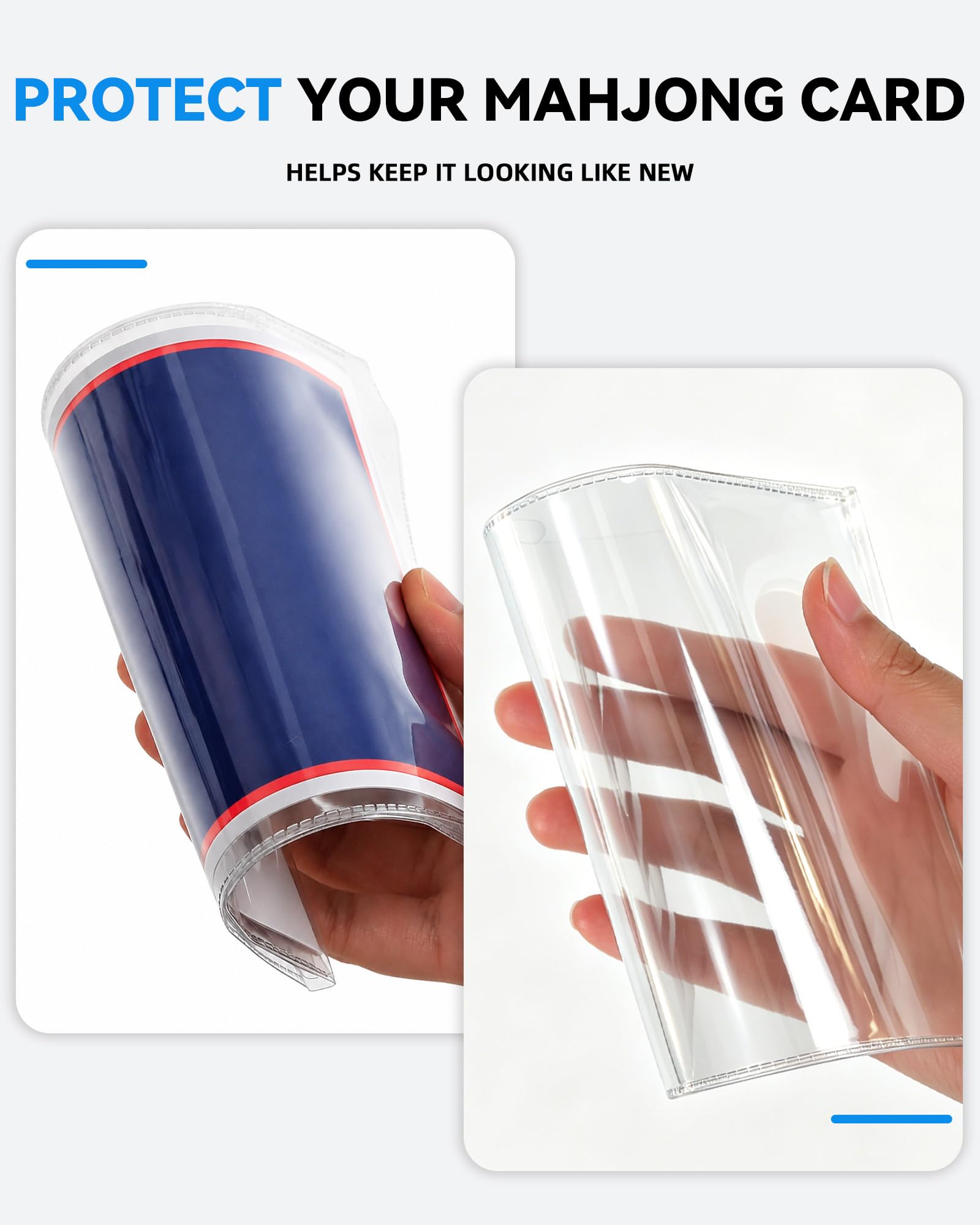 Mahjong Card Sleeve 4PCs, Mahjong Card Holder, Clear Mahjong Card Cover for Large Mahjong Cards, Protective PVC Sleeves, Mahjong Accessories