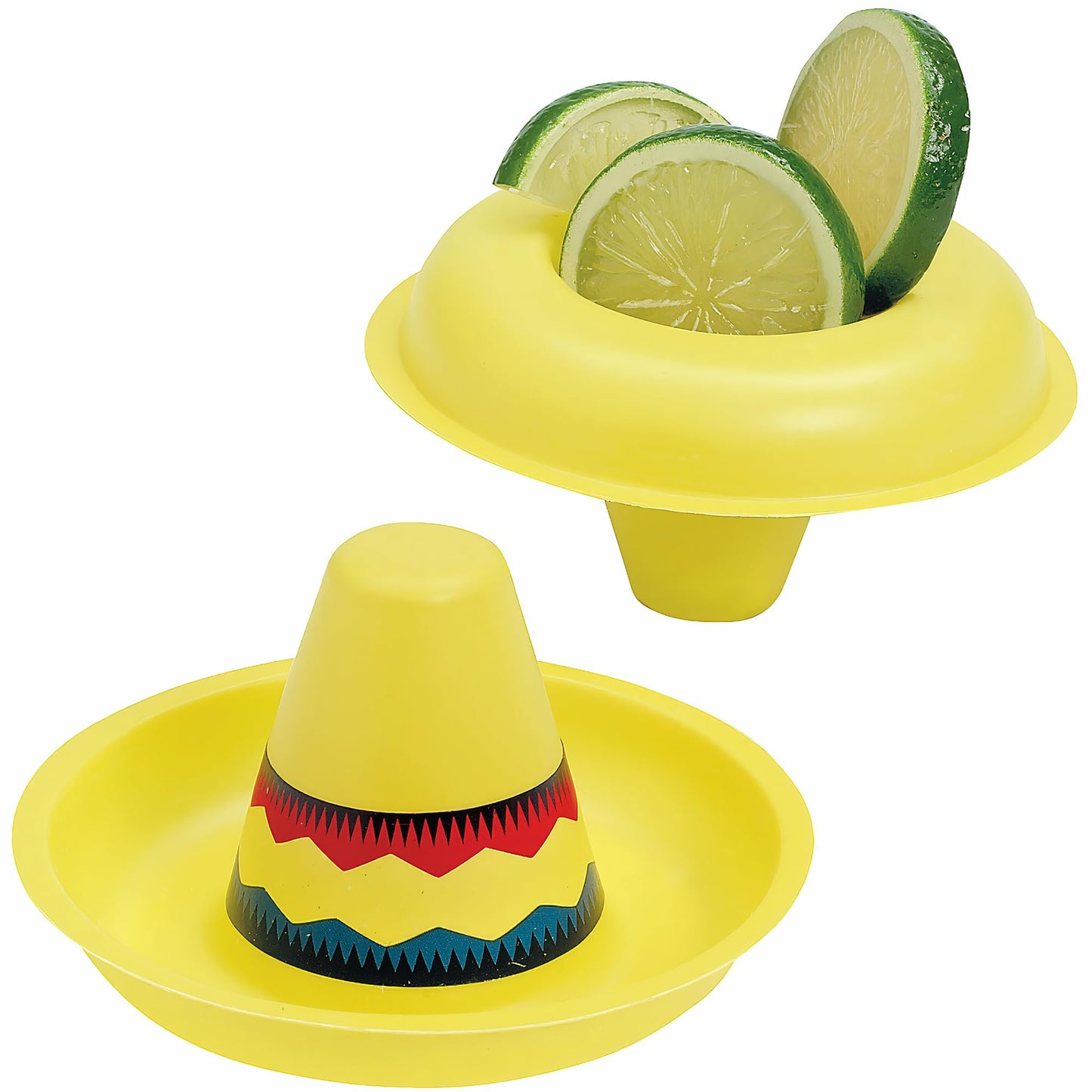 Fun Express Mini Plastic Sombrero Hats - Set of 12 - Chips n Dip, Candy Bowls and Party Favors - Great for Cinco De Mayo, Taco Night and Other Fiesta